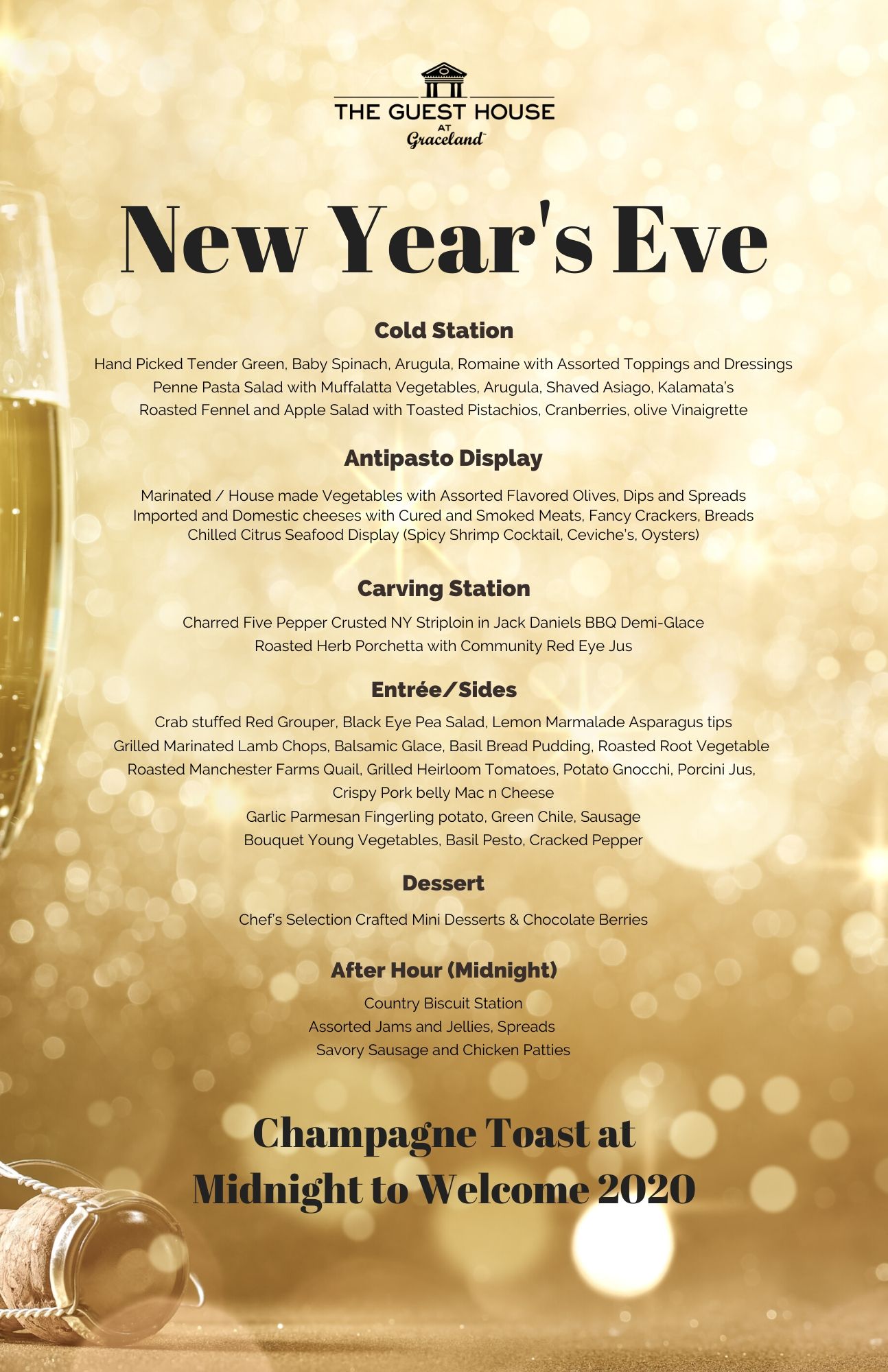 NYE Menu Guest House at Graceland 2020